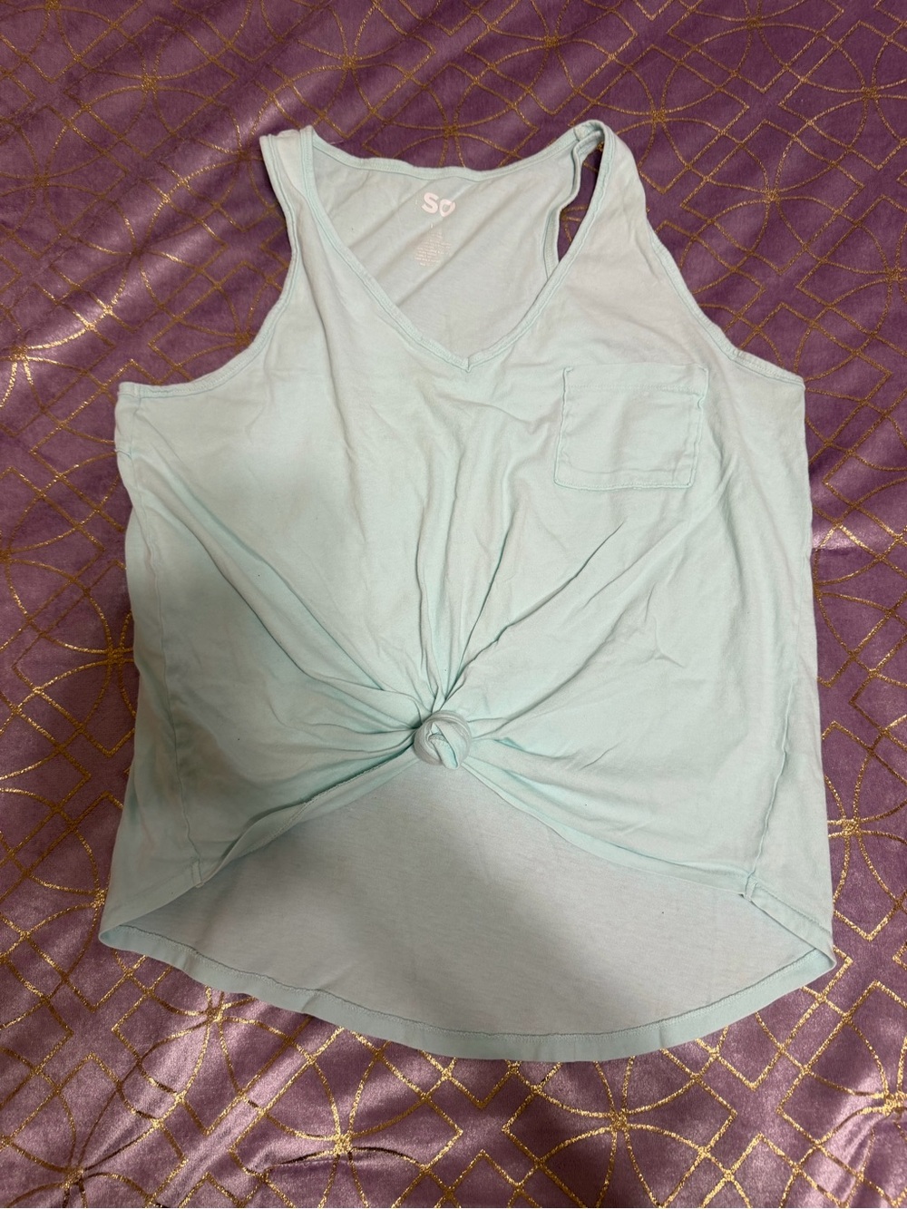 💥 WOMENS SO Mint Green Knot-Front Tank Top